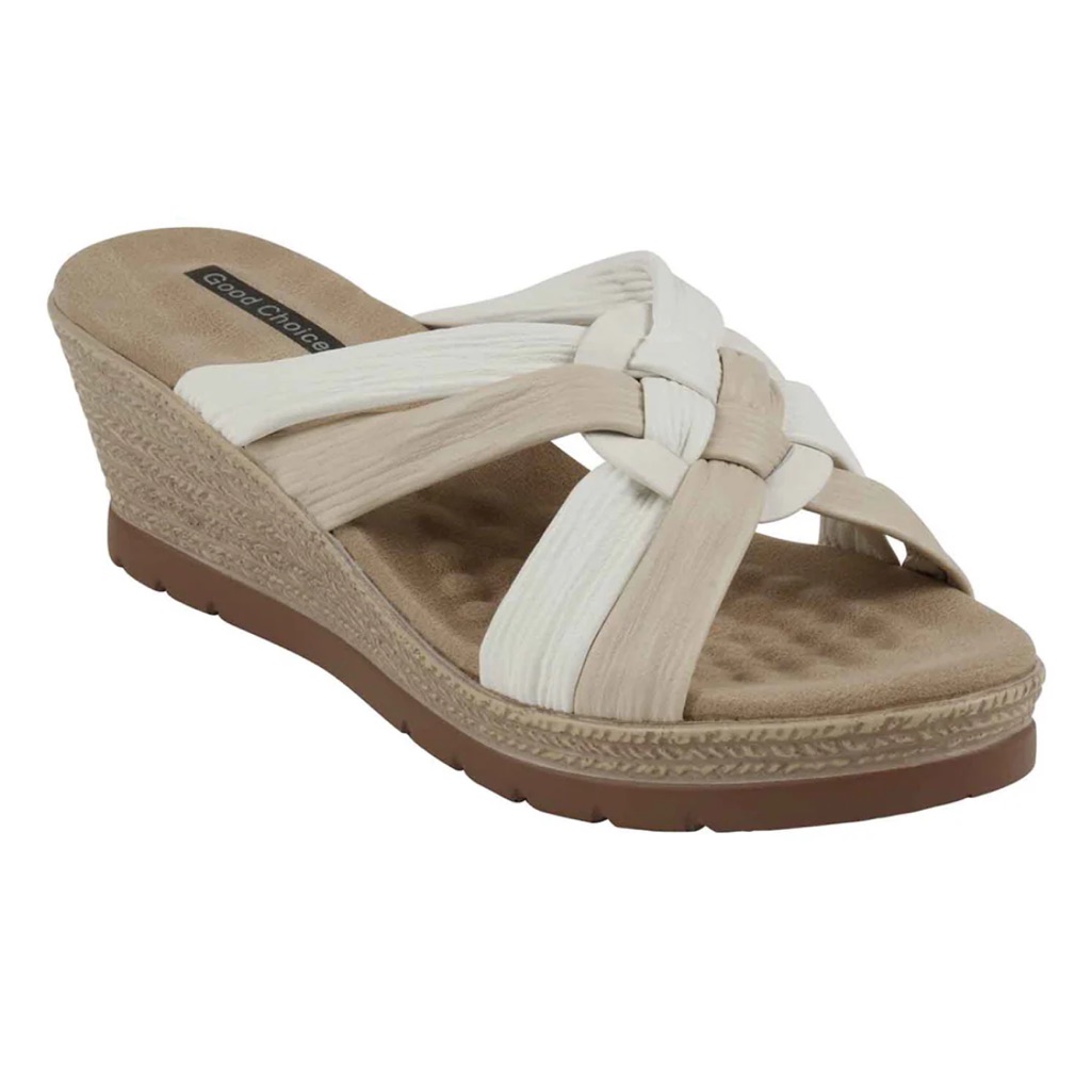 Good Choice Caro White Wedge Sandals Brand New 12